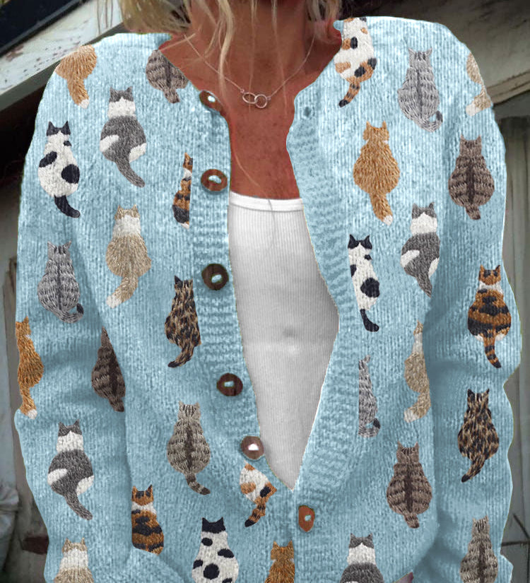 Minke | Cardigan met kattenprint