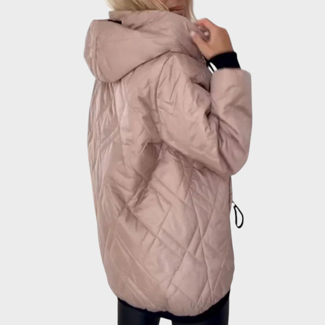 Nathalie | Elegant Gewatteerde Jas met Capuchon
