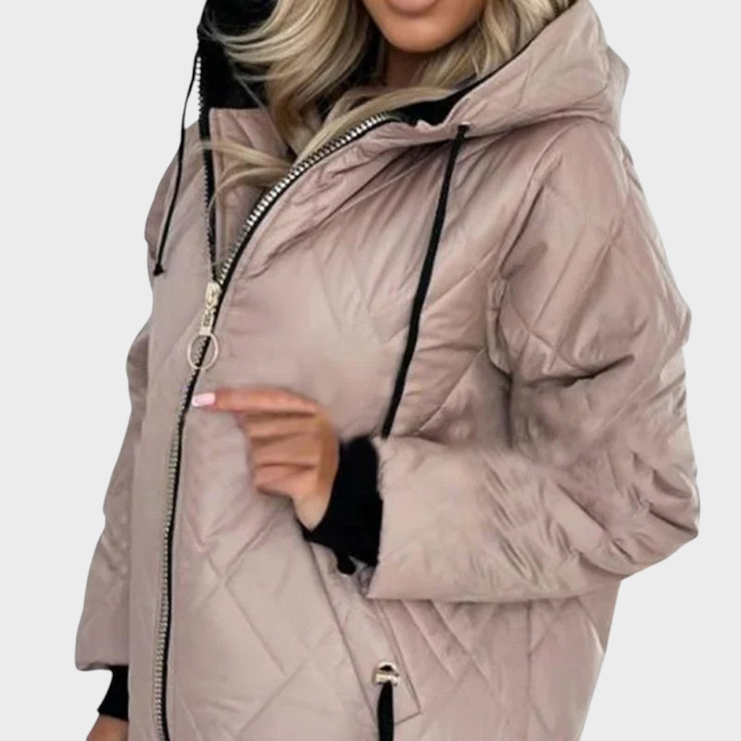Nathalie | Elegant Gewatteerde Jas met Capuchon