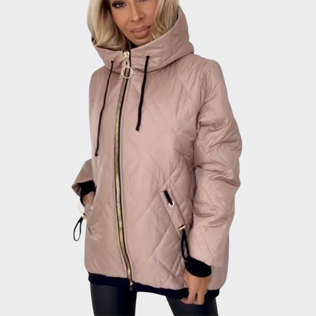 Nathalie | Elegant Gewatteerde Jas met Capuchon