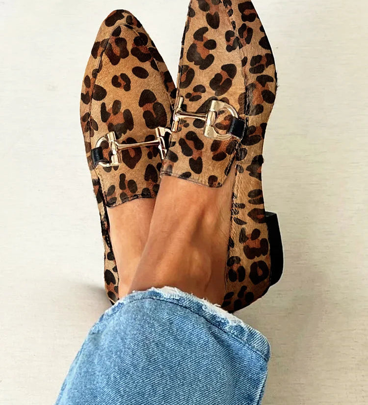 Greetje | Elegante mocassins met luipaardprint