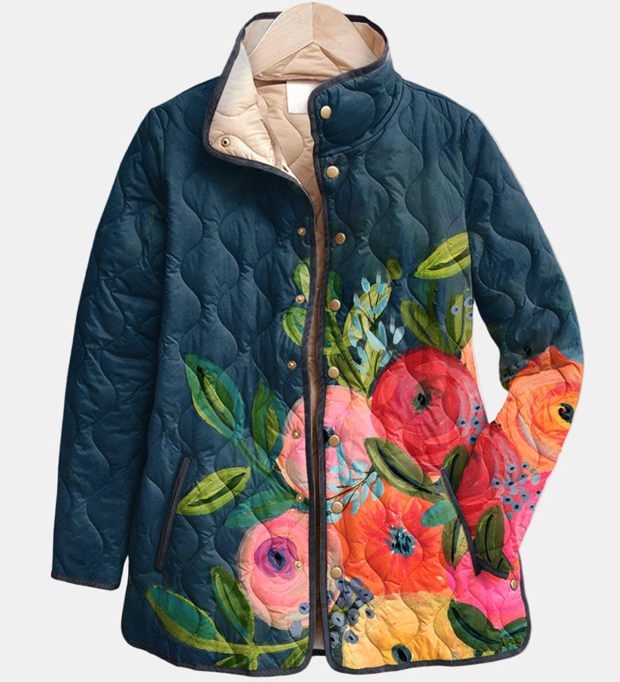 Camille | Gequilt jack met geschilderde bloemen