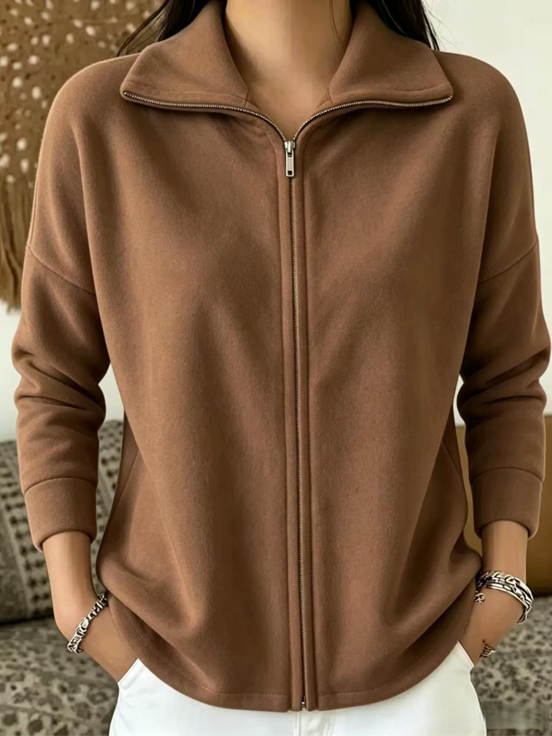 Zachte Zip-Pullover