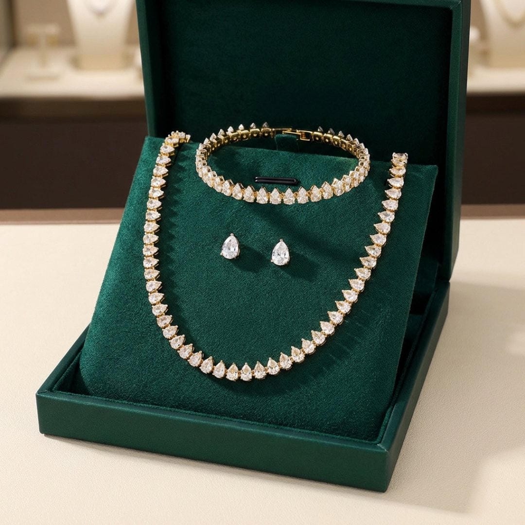 Prachtige Duidelijke Ronde Cubic Zirconia Bruidsset