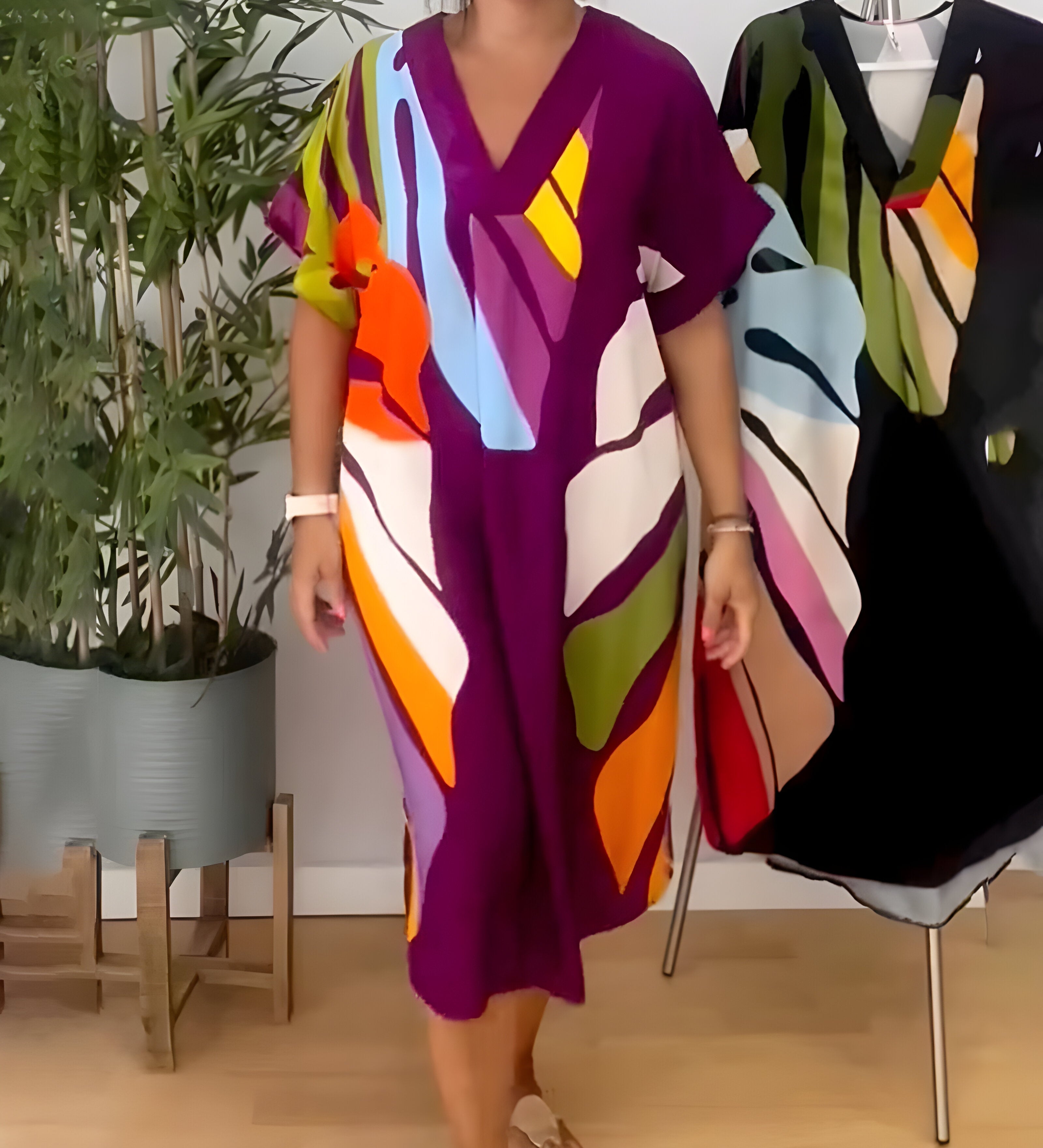 Renske | Jurk met Abstracte Print
