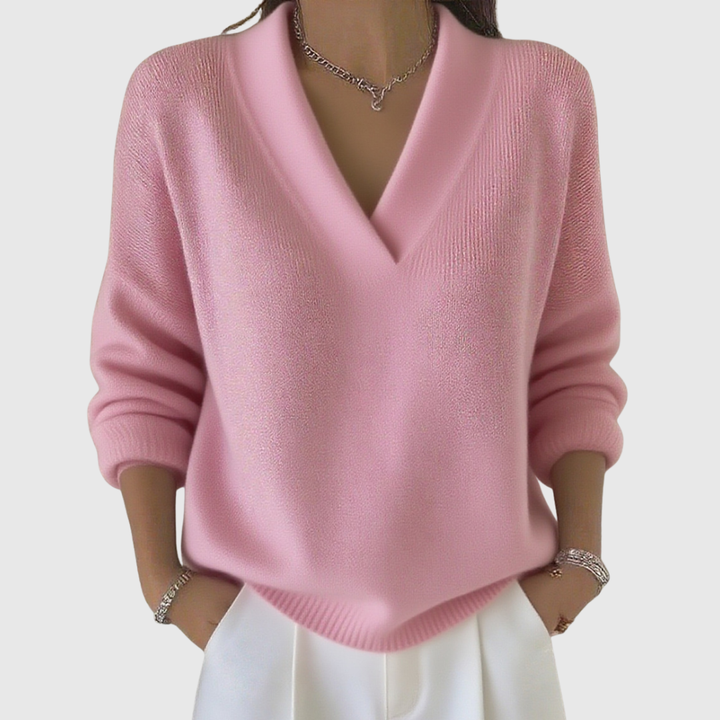Faye | Zachte V-hals Trui in Relaxed Fit