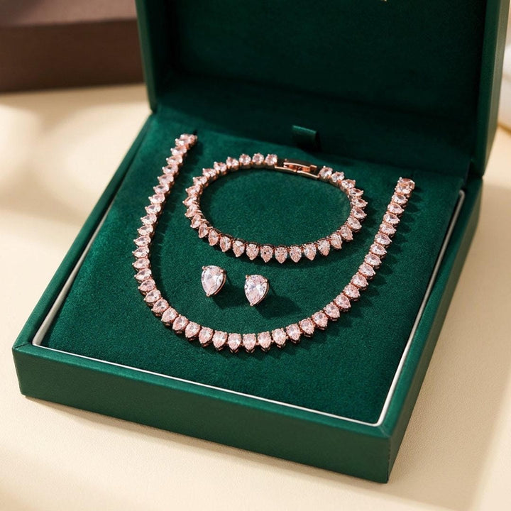 Prachtige Duidelijke Ronde Cubic Zirconia Bruidsset