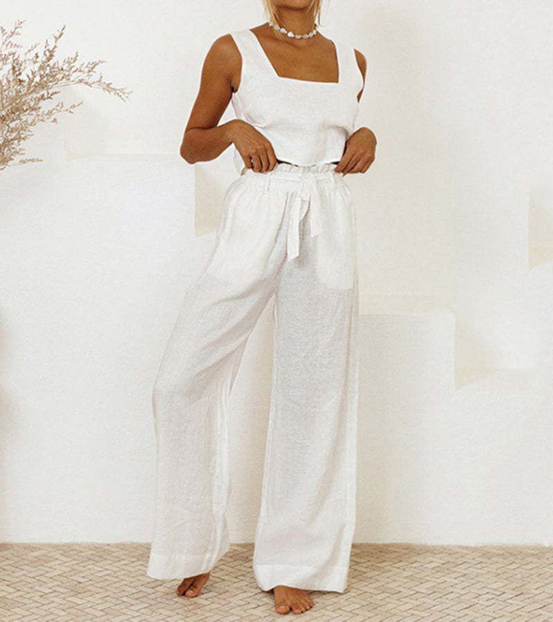 Megan - Minimalistische Top en Uitlopende Broek