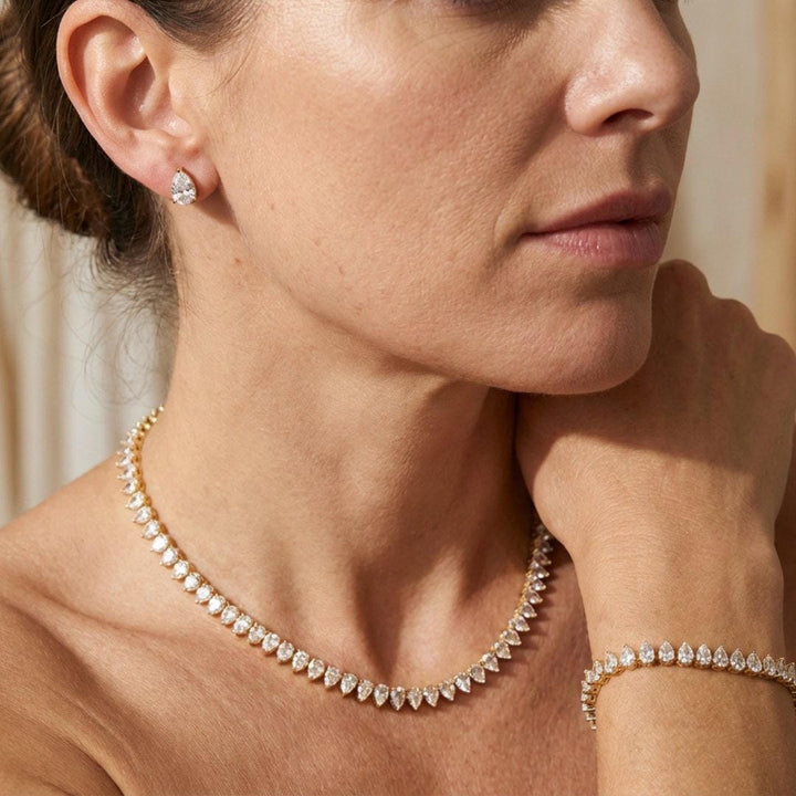 Prachtige Duidelijke Ronde Cubic Zirconia Bruidsset