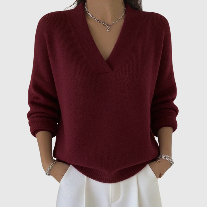 Faye | Zachte V-hals Trui in Relaxed Fit