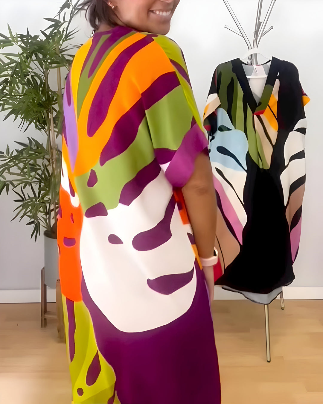 Rianna - Jurk met Abstracte Print