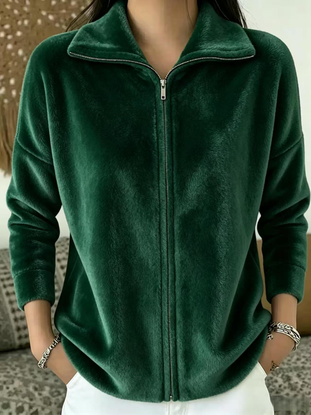 Zachte Zip-Pullover