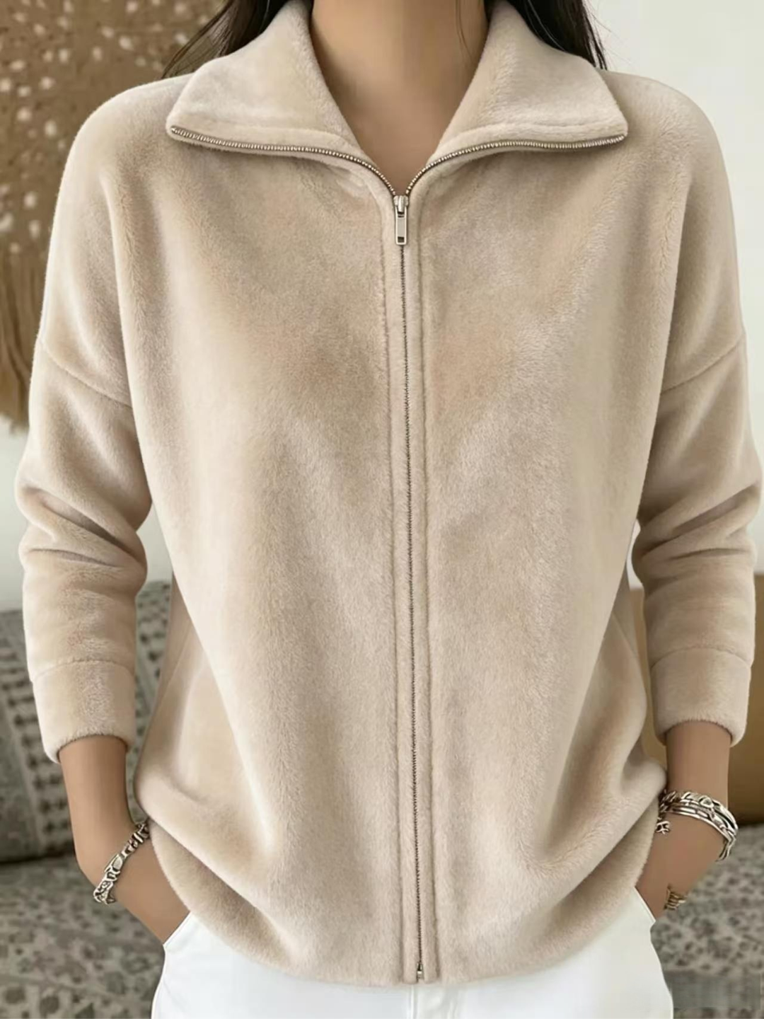 Zachte Zip-Pullover