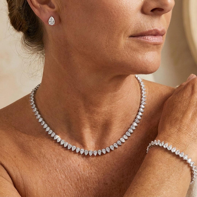 Prachtige Duidelijke Ronde Cubic Zirconia Bruidsset