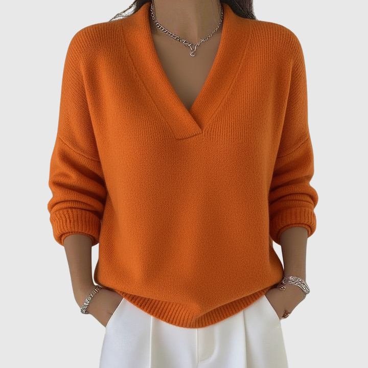 Faye | Zachte V-hals Trui in Relaxed Fit