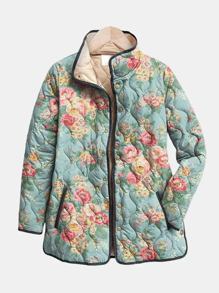 Mathilde | Gequilt jasje met celadongroene rozen