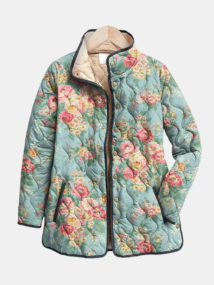 Mathilde | Gequilt jasje met celadongroene rozen