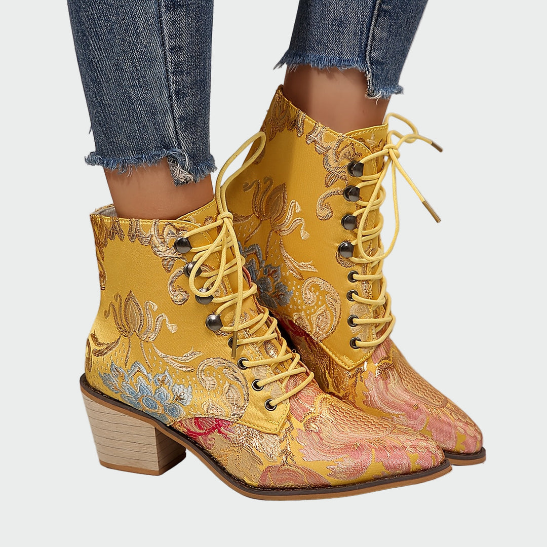 Meda - Leren schoenen met bloemen