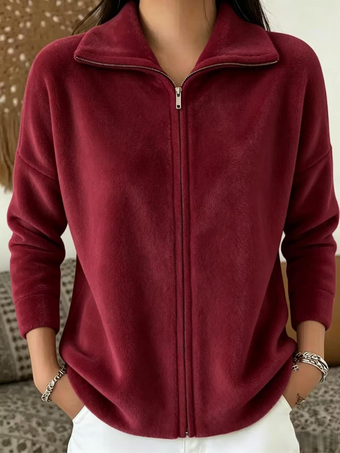 Zachte Zip-Pullover