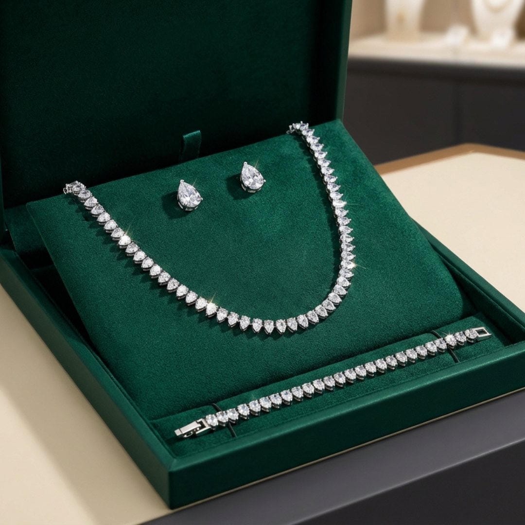 Prachtige Duidelijke Ronde Cubic Zirconia Bruidsset