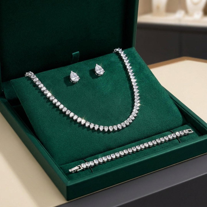 Prachtige Duidelijke Ronde Cubic Zirconia Bruidsset