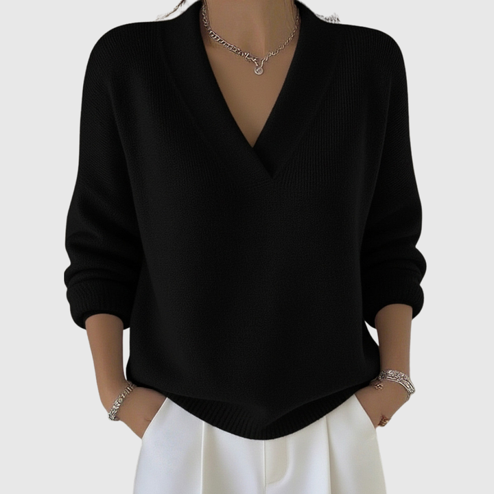 Faye | Zachte V-hals Trui in Relaxed Fit