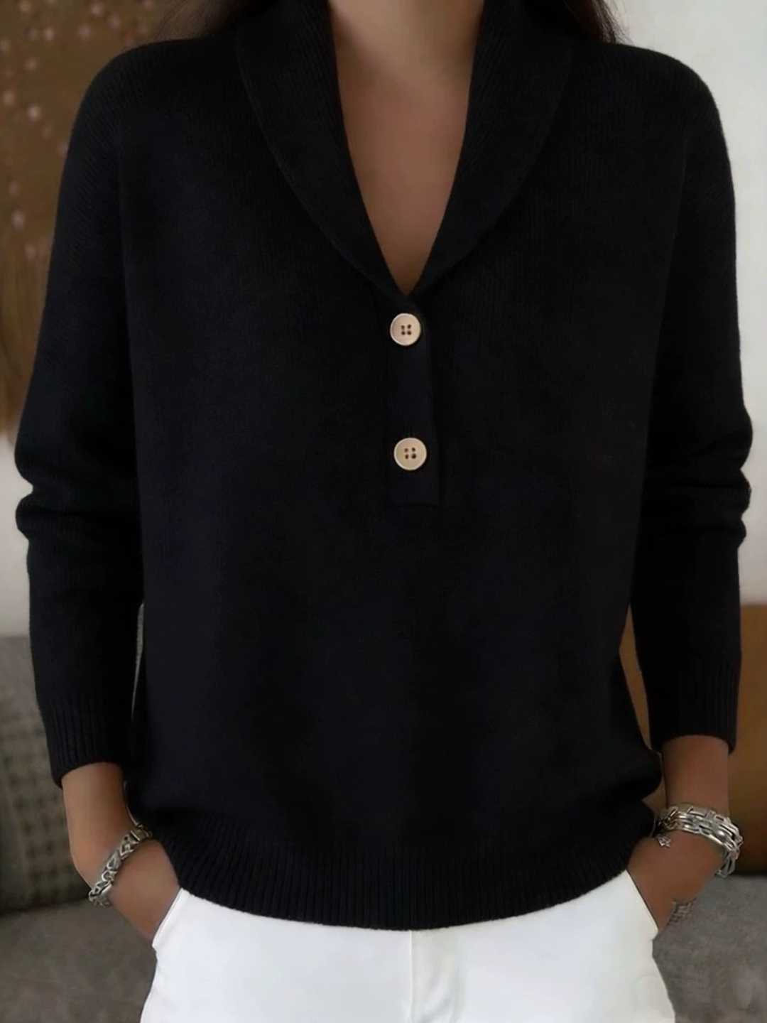 Zachte Schalkragen-Pullover