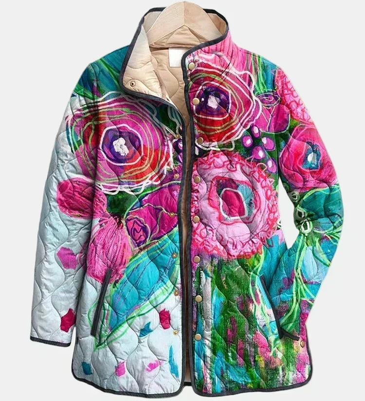 Lucie | Gequilt jasje met aquarel bloemen