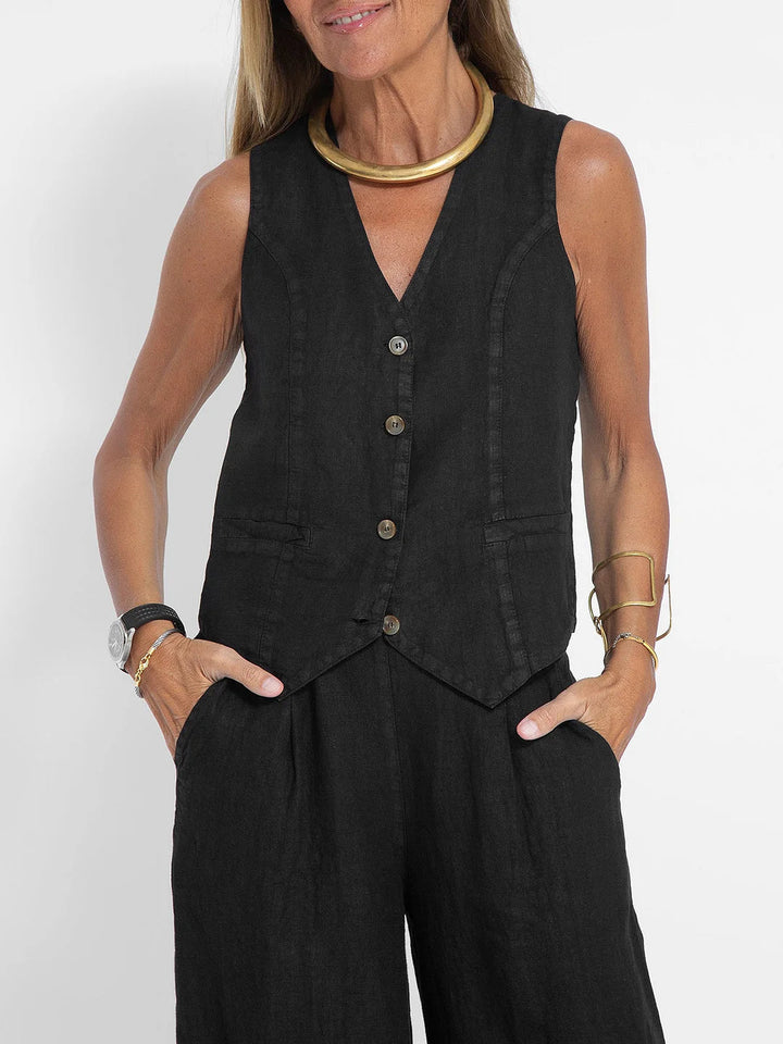 Aira - Ensemble Gilet Met Knopen & Brede Broek