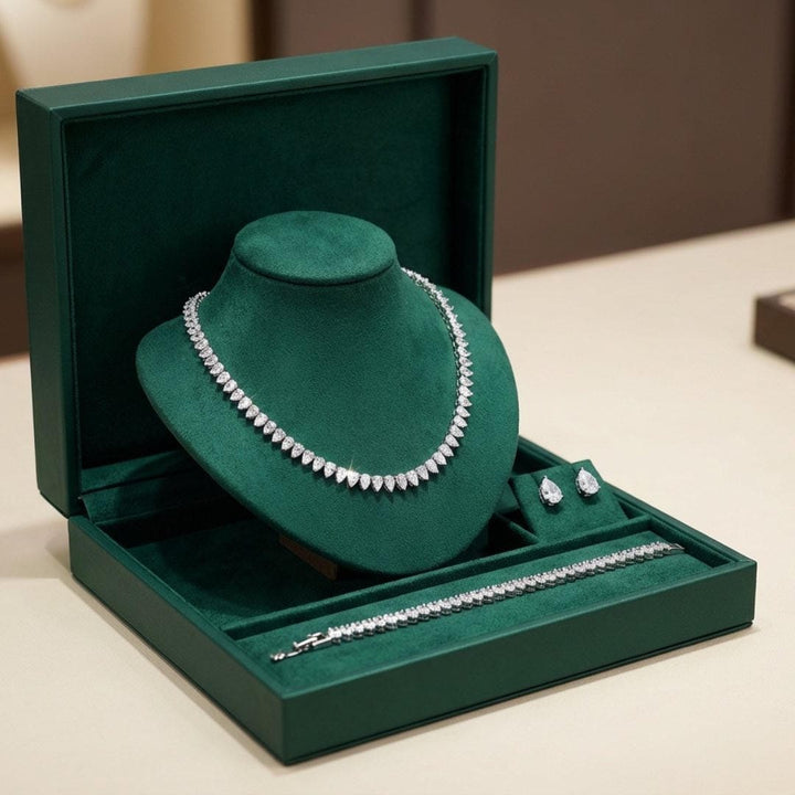 Prachtige Duidelijke Ronde Cubic Zirconia Bruidsset