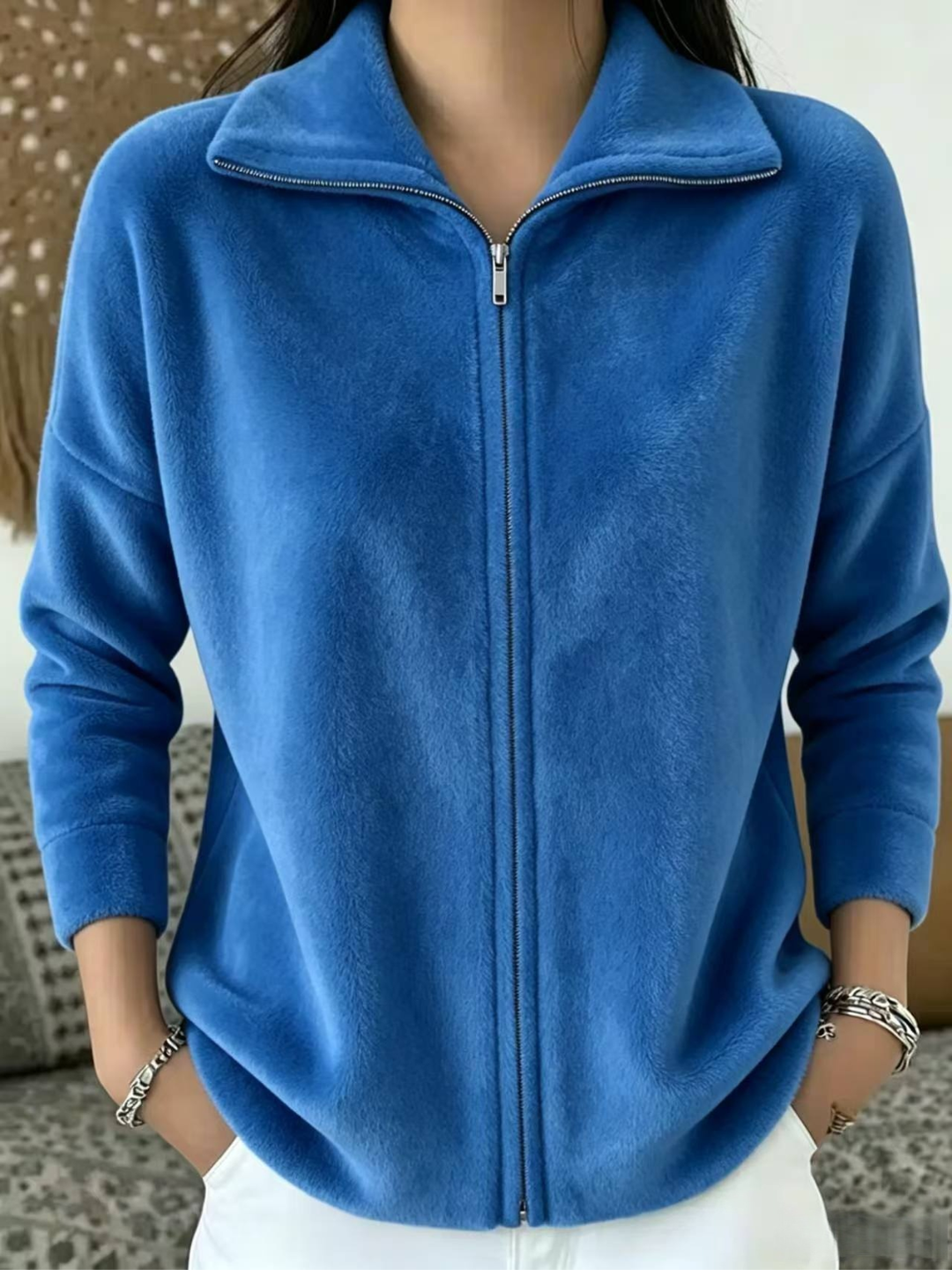 Zachte Zip-Pullover