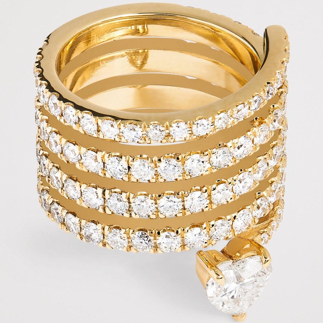 Antieke Gouden Zirconia Hart Wikkelring