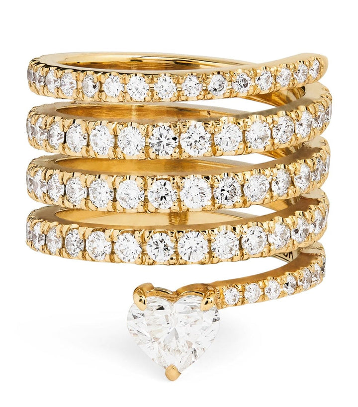 Antieke Gouden Zirconia Hart Wikkelring