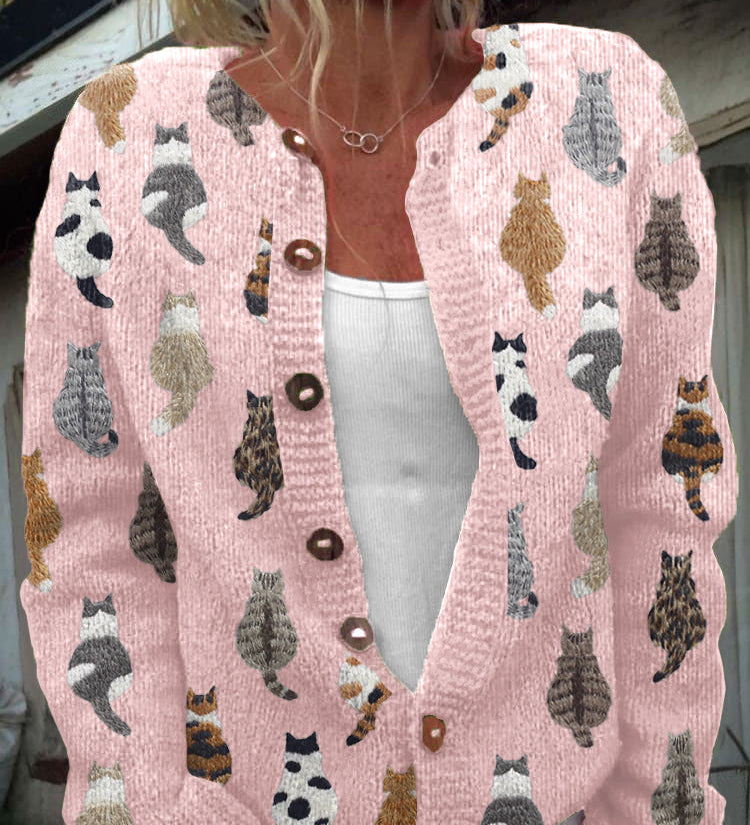 Minke | Cardigan met kattenprint