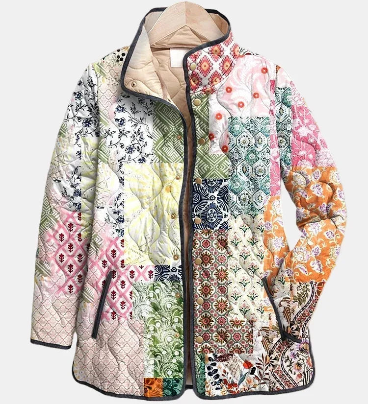 DELACROIX | Gewatteerd jasje met boheems patchwork Laura