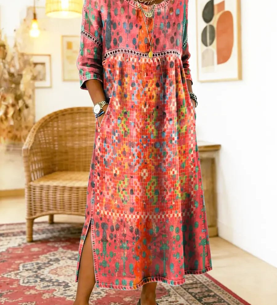 Greetje | Midi Jurk met Print