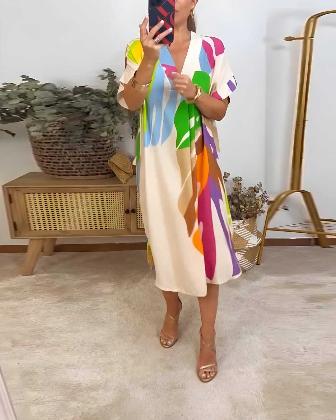 Rianna - Jurk met Abstracte Print