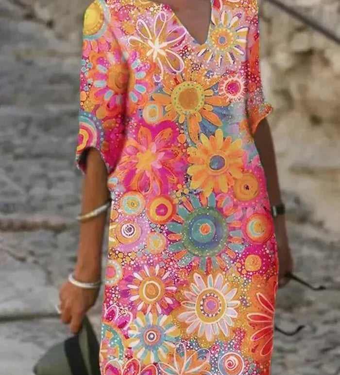 Nienke | Midi Bloemenjurk Stralend