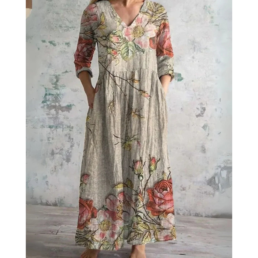 ELEANOR | MAXI JURK VINTAGE BLOEMEN