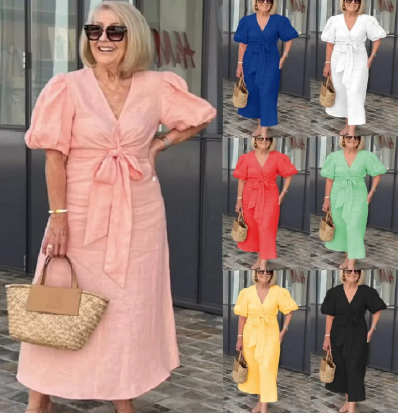 LYNORA | ELEGANTE MIDI JURK MET V-HALS