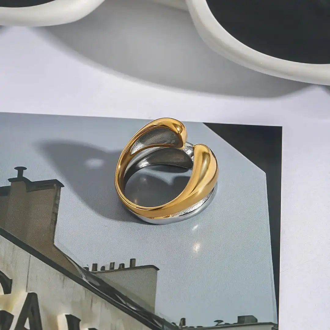 Twee Kleurige Gouden Zilveren Stapelbare Ring