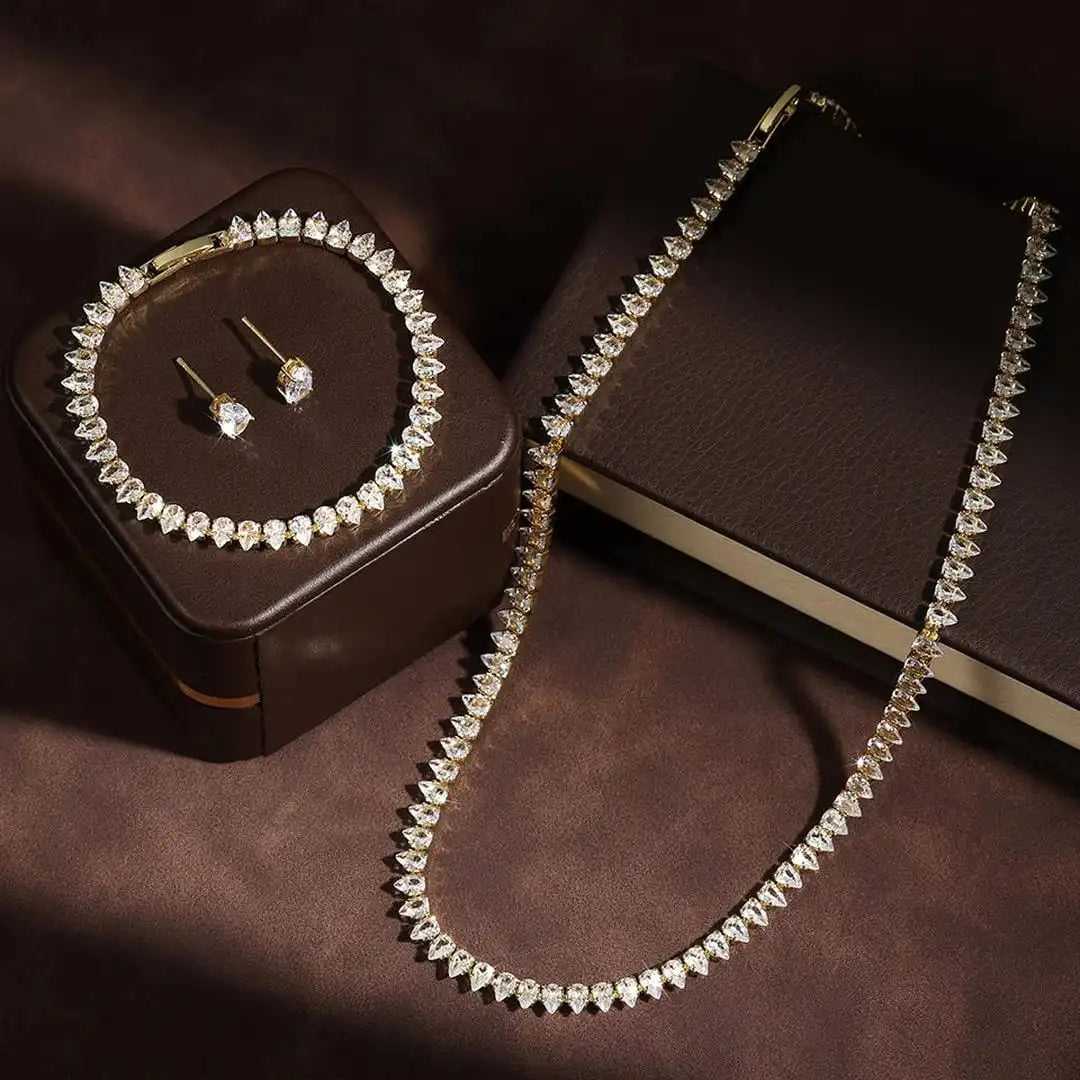 Prachtige Duidelijke Ronde Cubic Zirconia Bruidsset