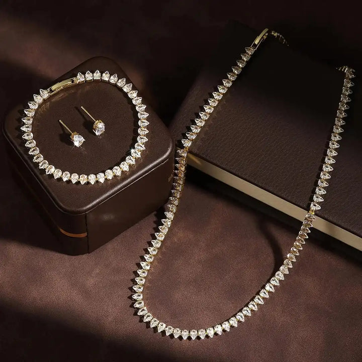 Prachtige Duidelijke Ronde Cubic Zirconia Bruidsset