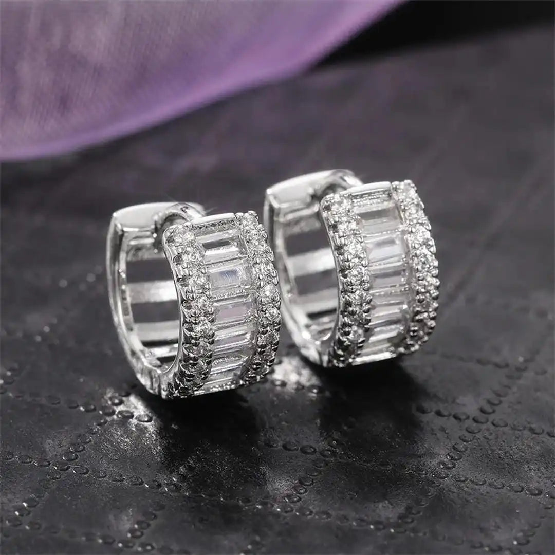 Mini Baguette Zirconia Hoops Oorbellen