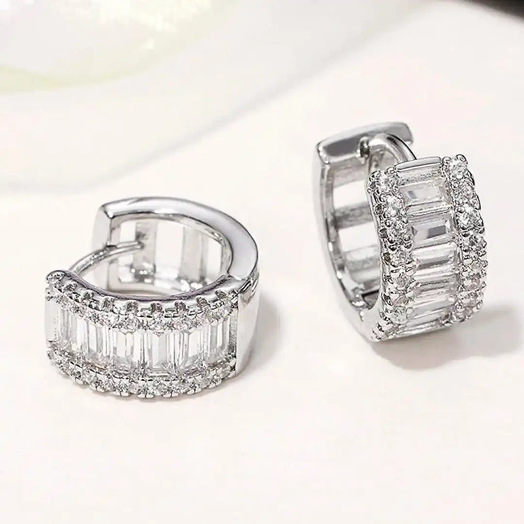 Mini Baguette Zirconia Hoops Oorbellen