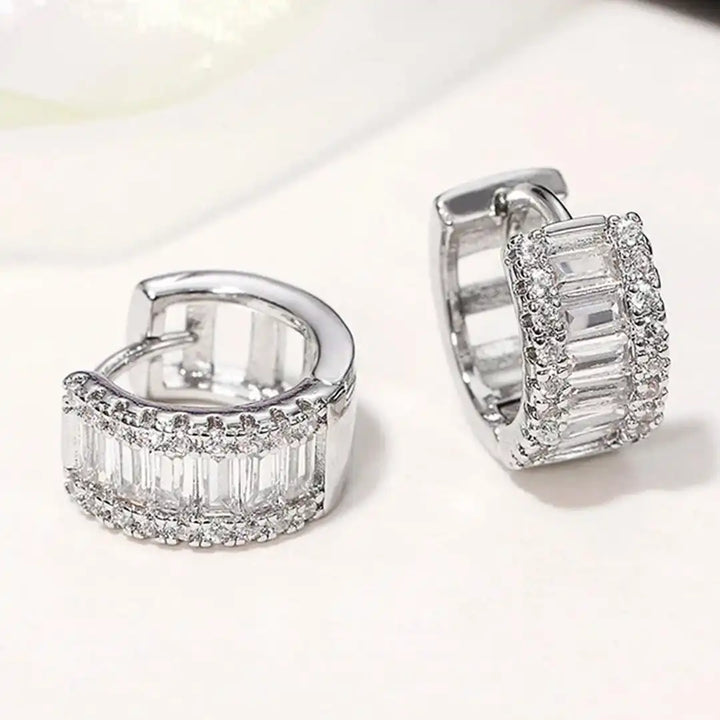 Mini Baguette Zirconia Hoops Oorbellen