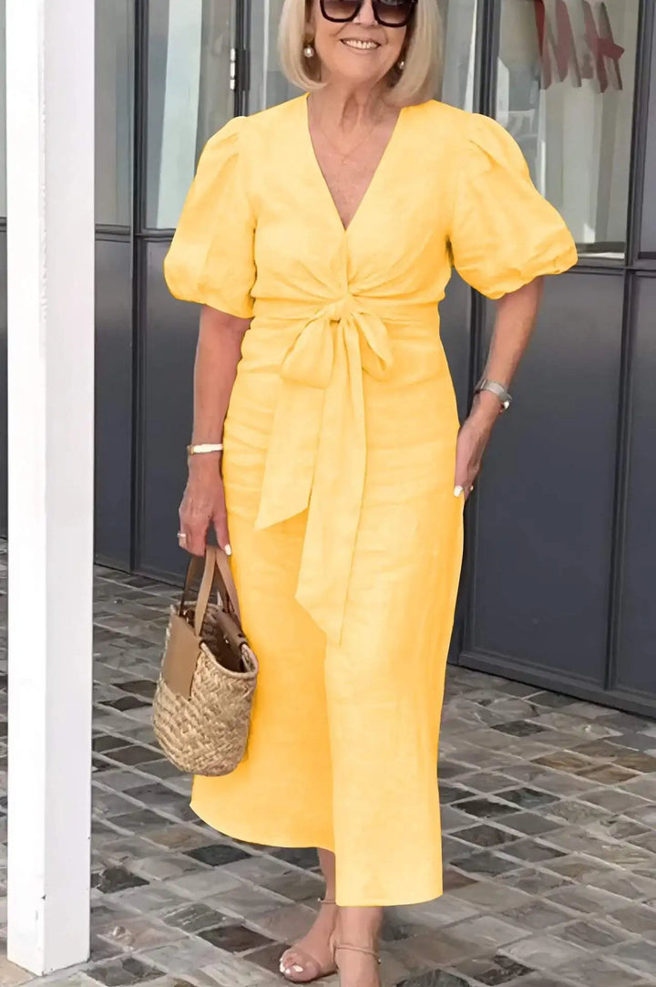 LYNORA | ELEGANTE MIDI JURK MET V-HALS