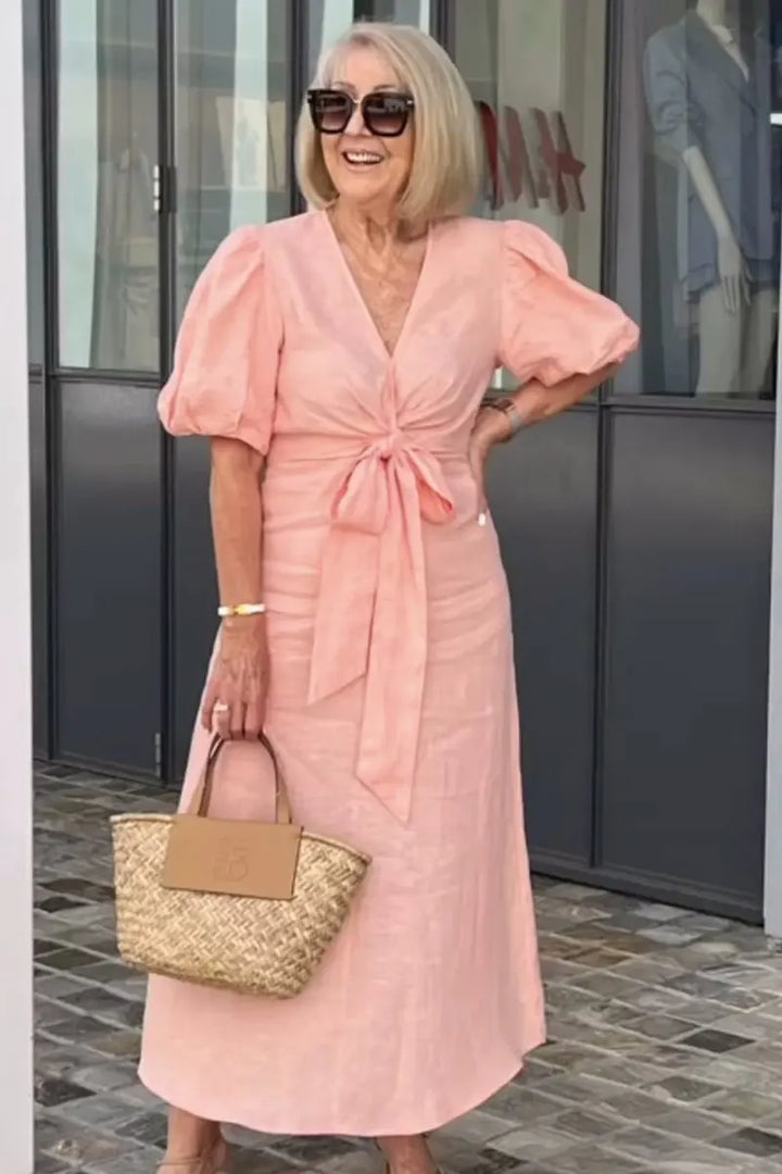 LYNORA | ELEGANTE MIDI JURK MET V-HALS
