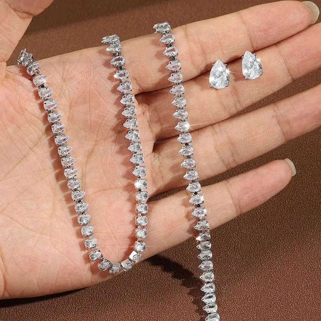 Prachtige Duidelijke Ronde Cubic Zirconia Bruidsset