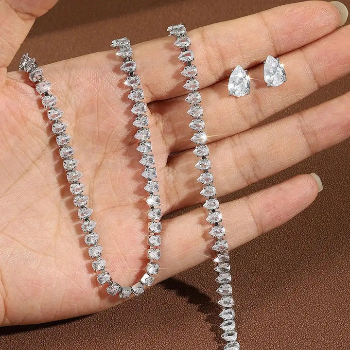 Prachtige Duidelijke Ronde Cubic Zirconia Bruidsset